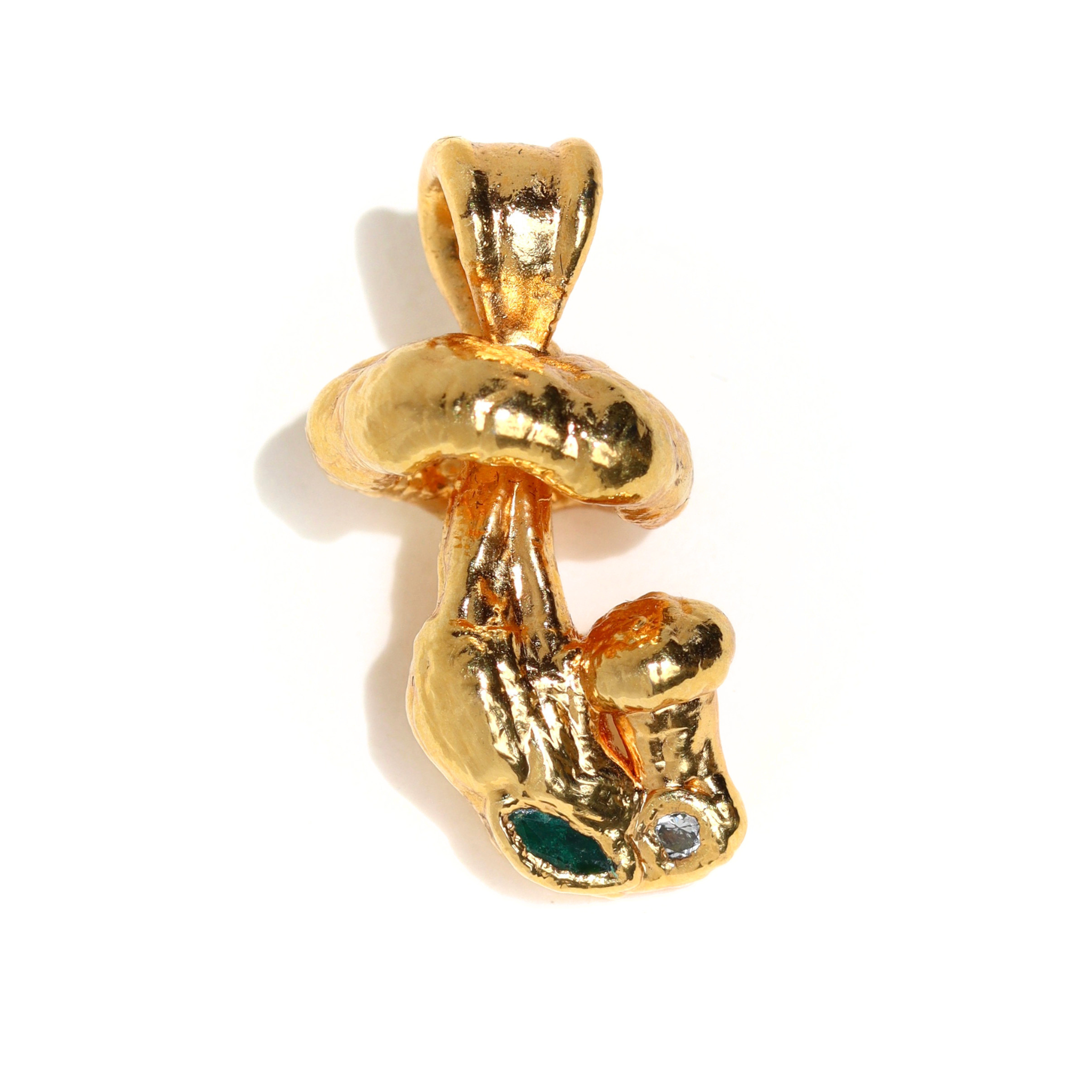 24k Special Collection Pendant with Diamond and Emerald
