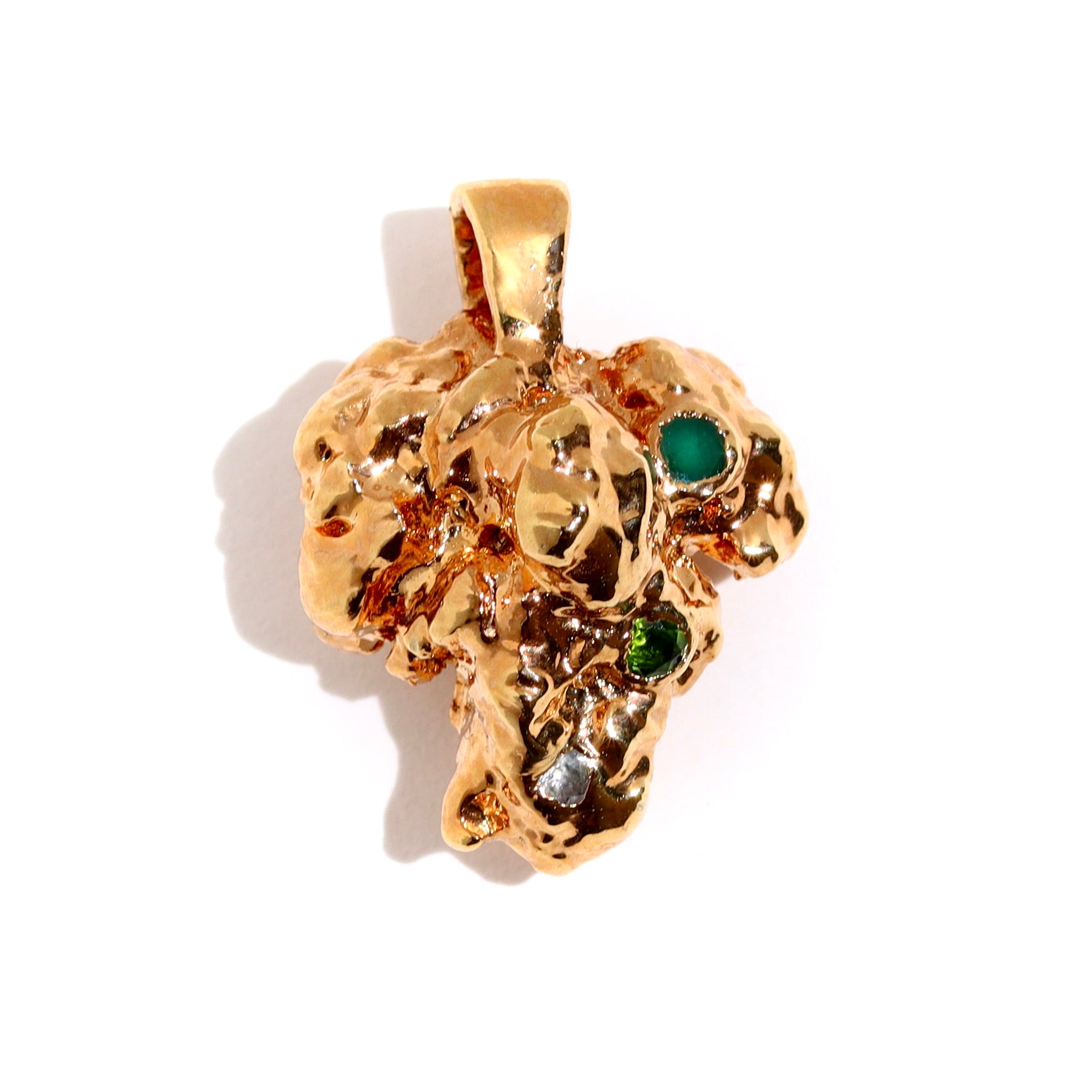 18k OG bud with Emerald, Chrome Diopside & White Sapphire