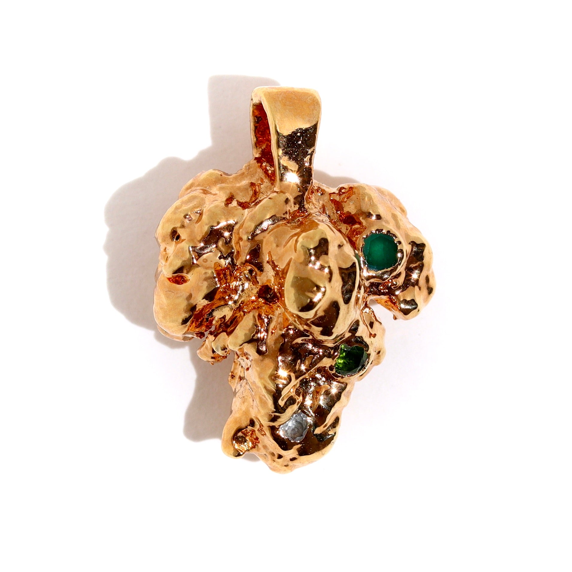 18k OG bud with Emerald, Chrome Diopside & White Sapphire