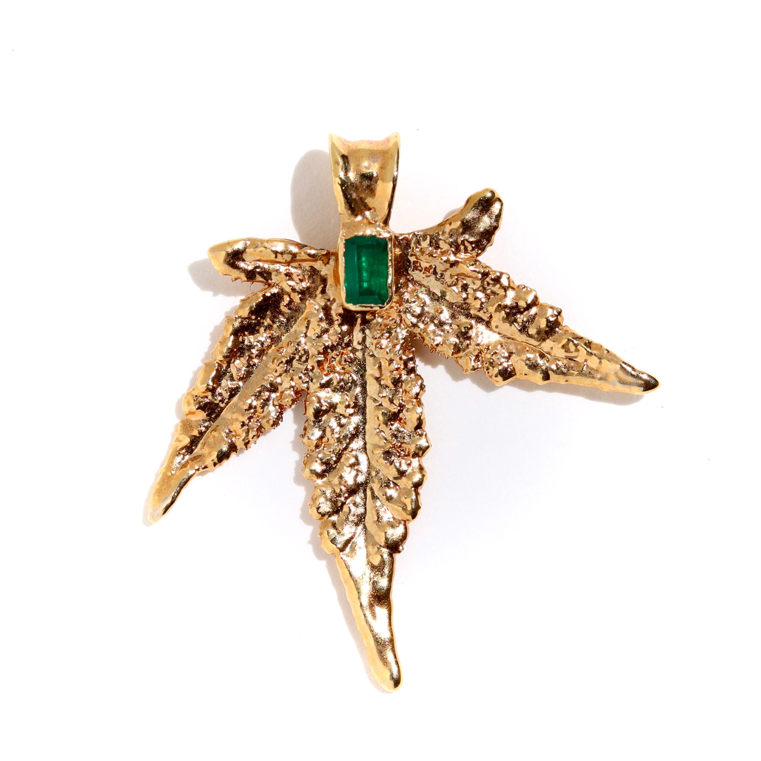 18k Plum OG Sugar Leaf with Emerald