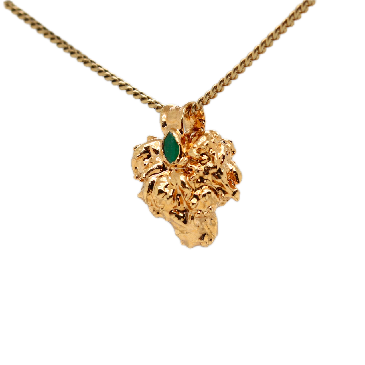 Real Gold Bud Pendant | OG Kush Strain Cannabis Jewelry with Emerald