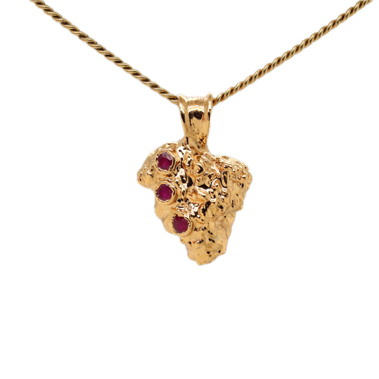 Real Gold Bud Pendant | Afe Negus Strain Cannabis Jewelry with Ruby