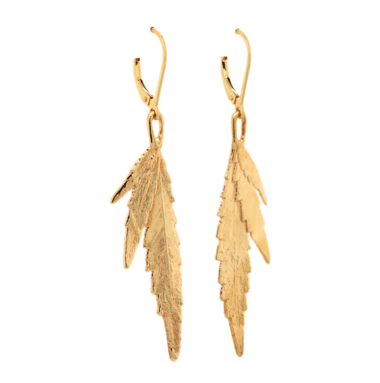 24k Cannabis Leaf Wing Earrings