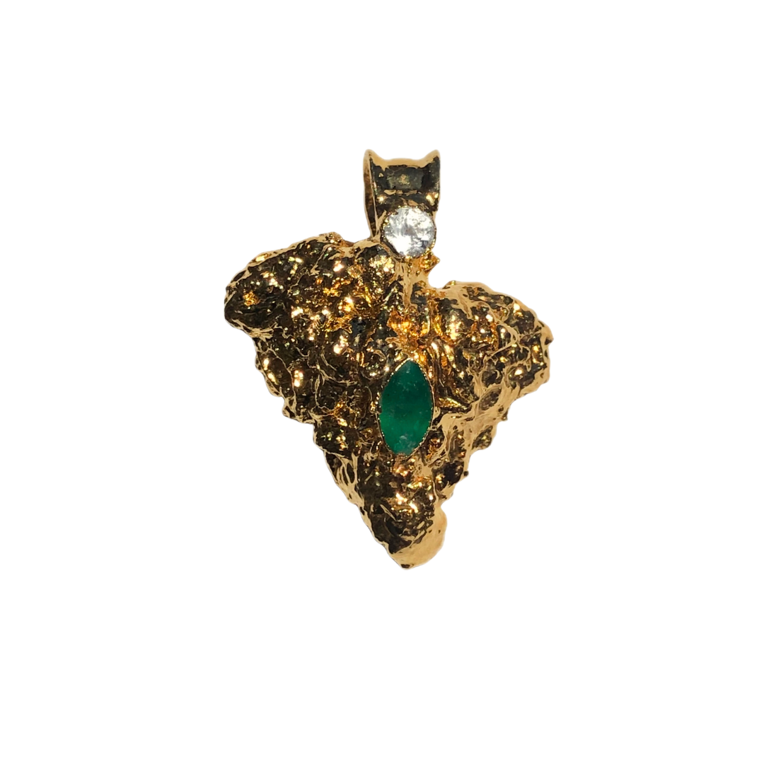 18k Tangie Bud with Emerald and White Sapphire