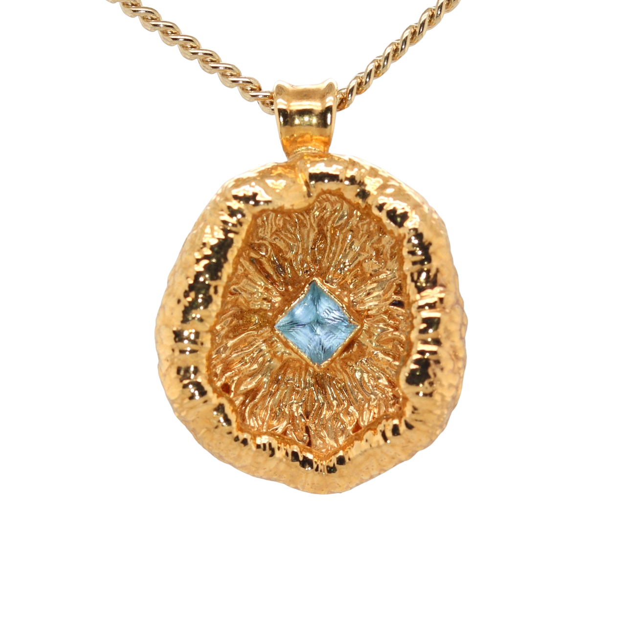 24k Special Collection Cap Pendant with Topaz and White Sapphire