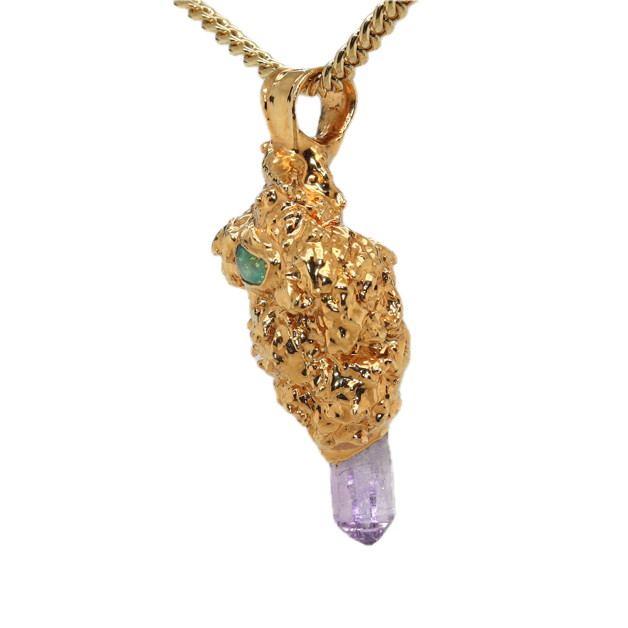 24k Sour Bud with Ethiopian Opal and Amethyst