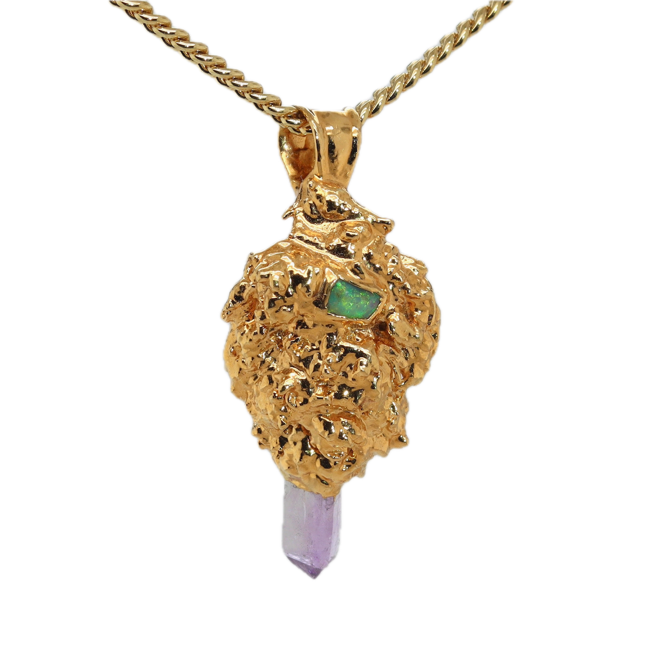 24k Sour Bud with Ethiopian Opal and Amethyst