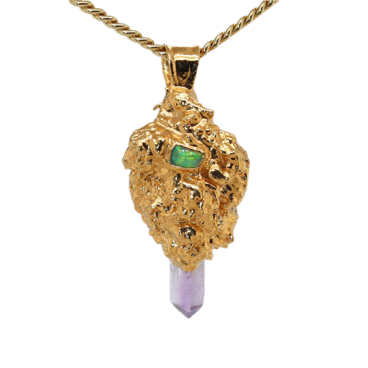 24k Sour Bud with Ethiopian Opal and Amethyst