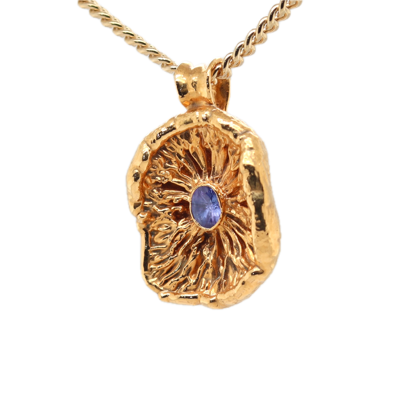 24k Special Collection Cap Pendant with Tanzanite and White Sapphire