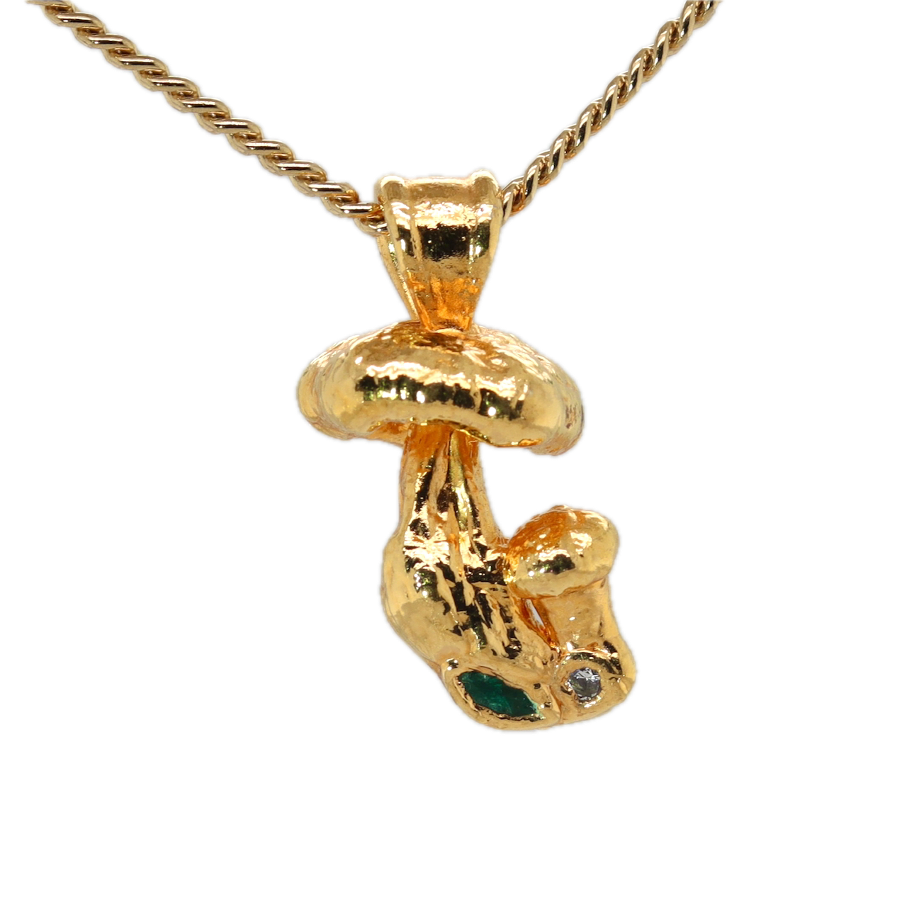 24k Special Collection Pendant with Diamond and Emerald