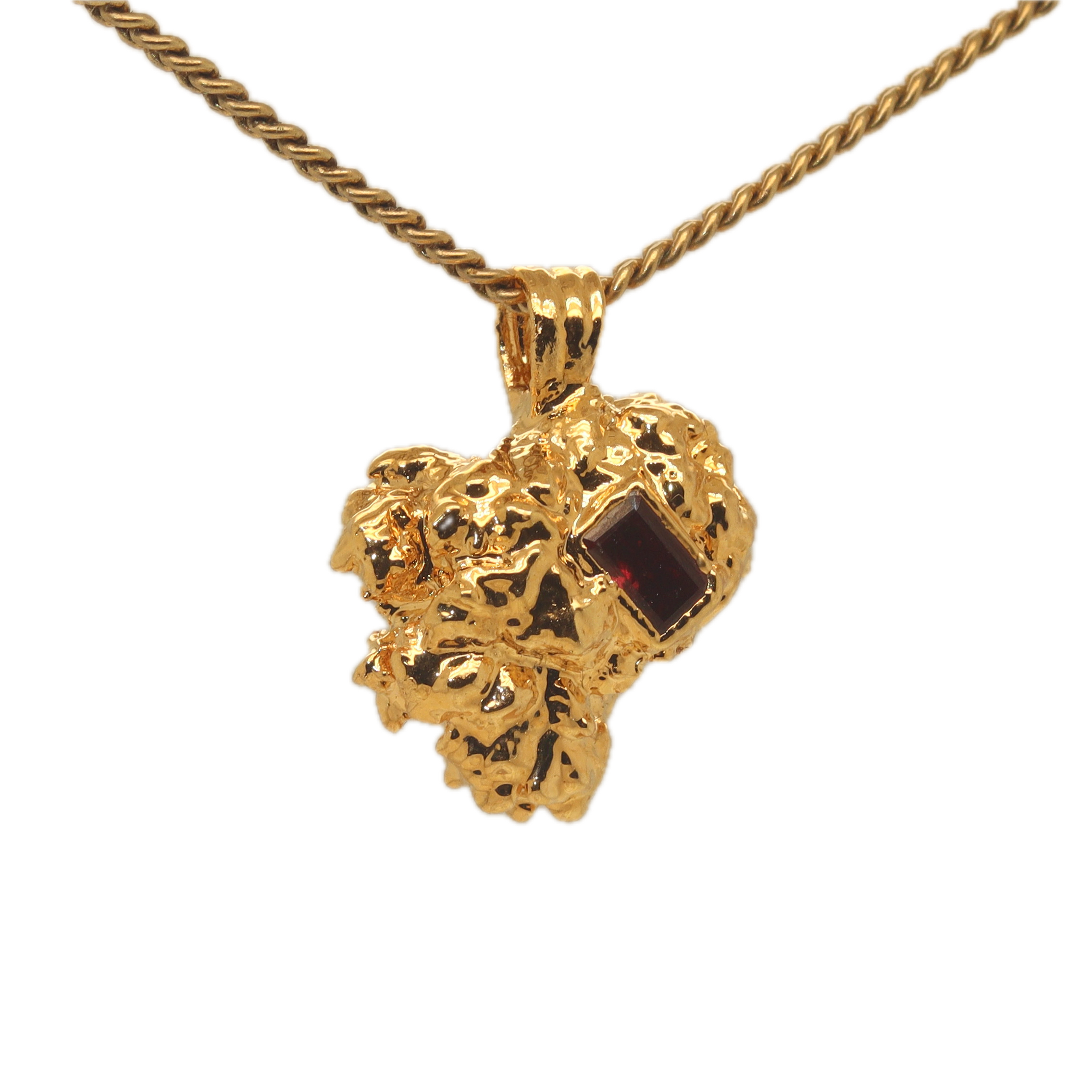 18k OG Bud Pendant with Garnet - Ras Boss