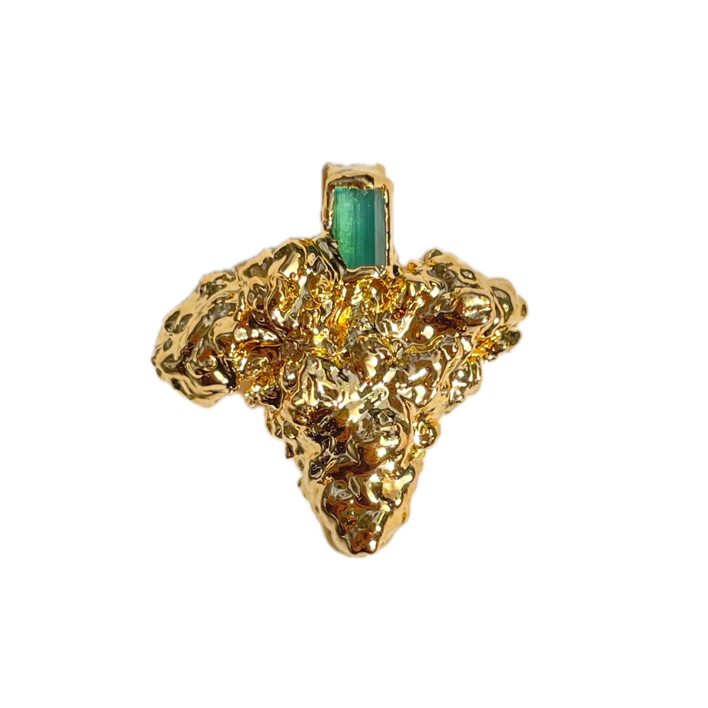 18k Afe Negus bud with Green Tourmaline