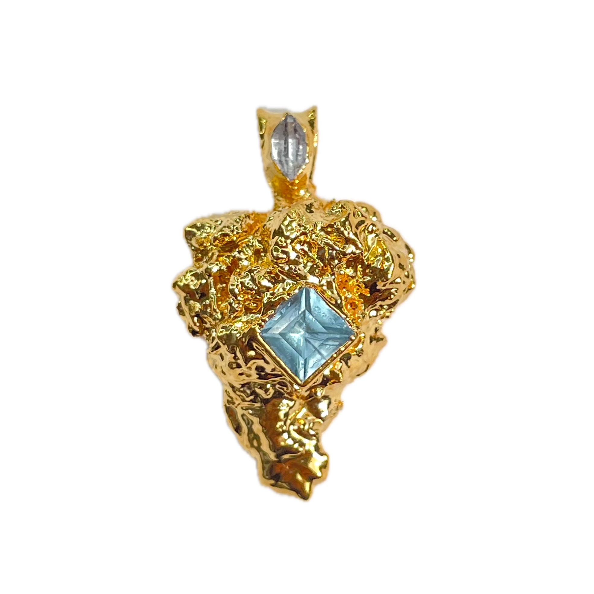 18k Tangie Bud with Topaz and Herkimer Diamond