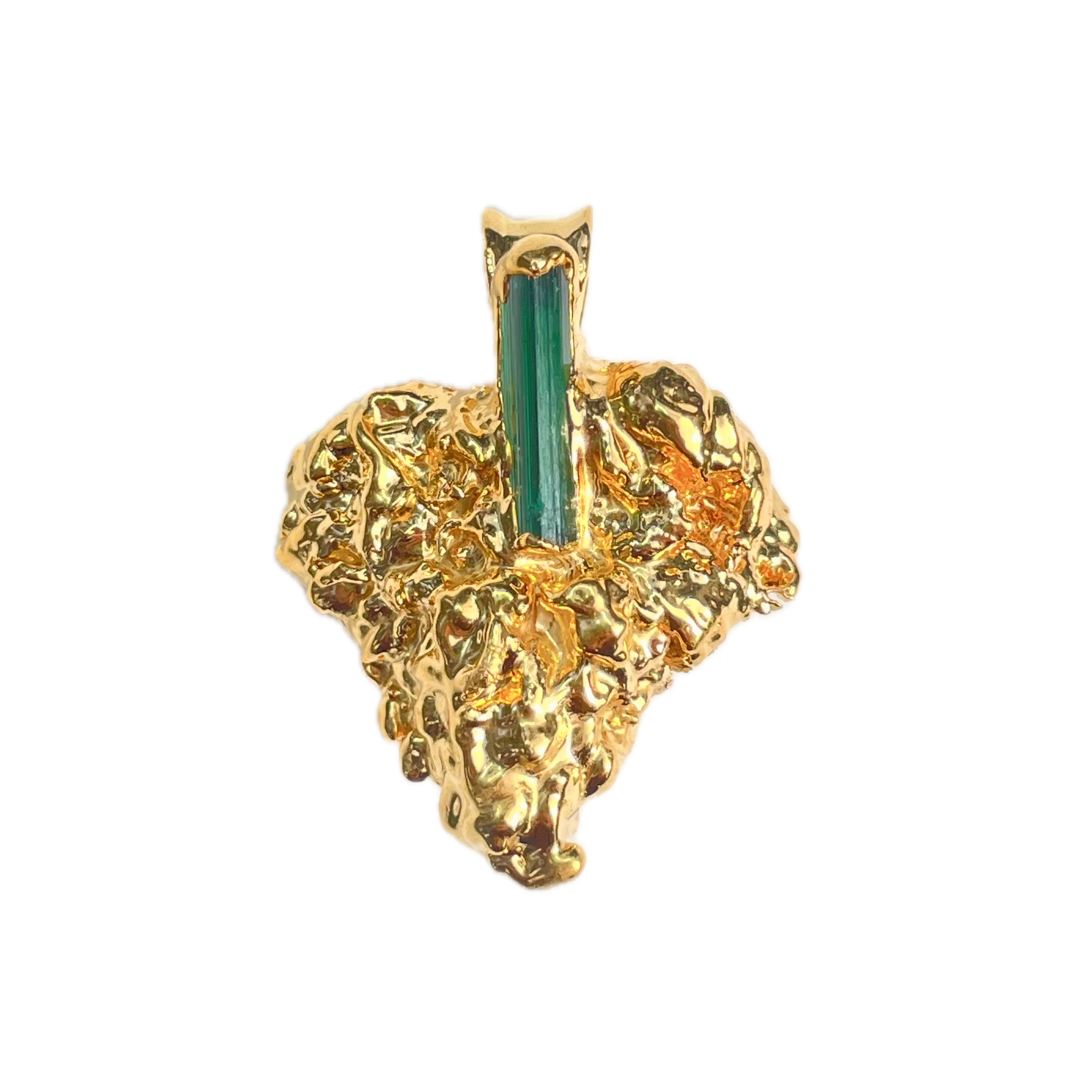 18k Afe Negus bud with Green Tourmaline