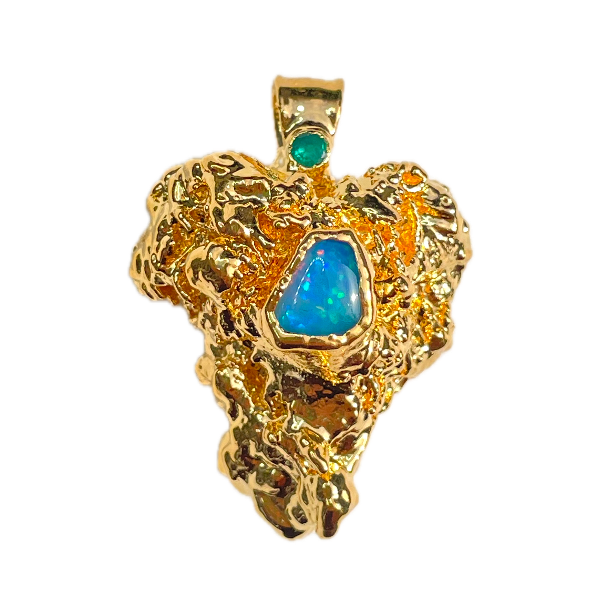 18k Gelato Bud with Ethiopian Opal and Emerald