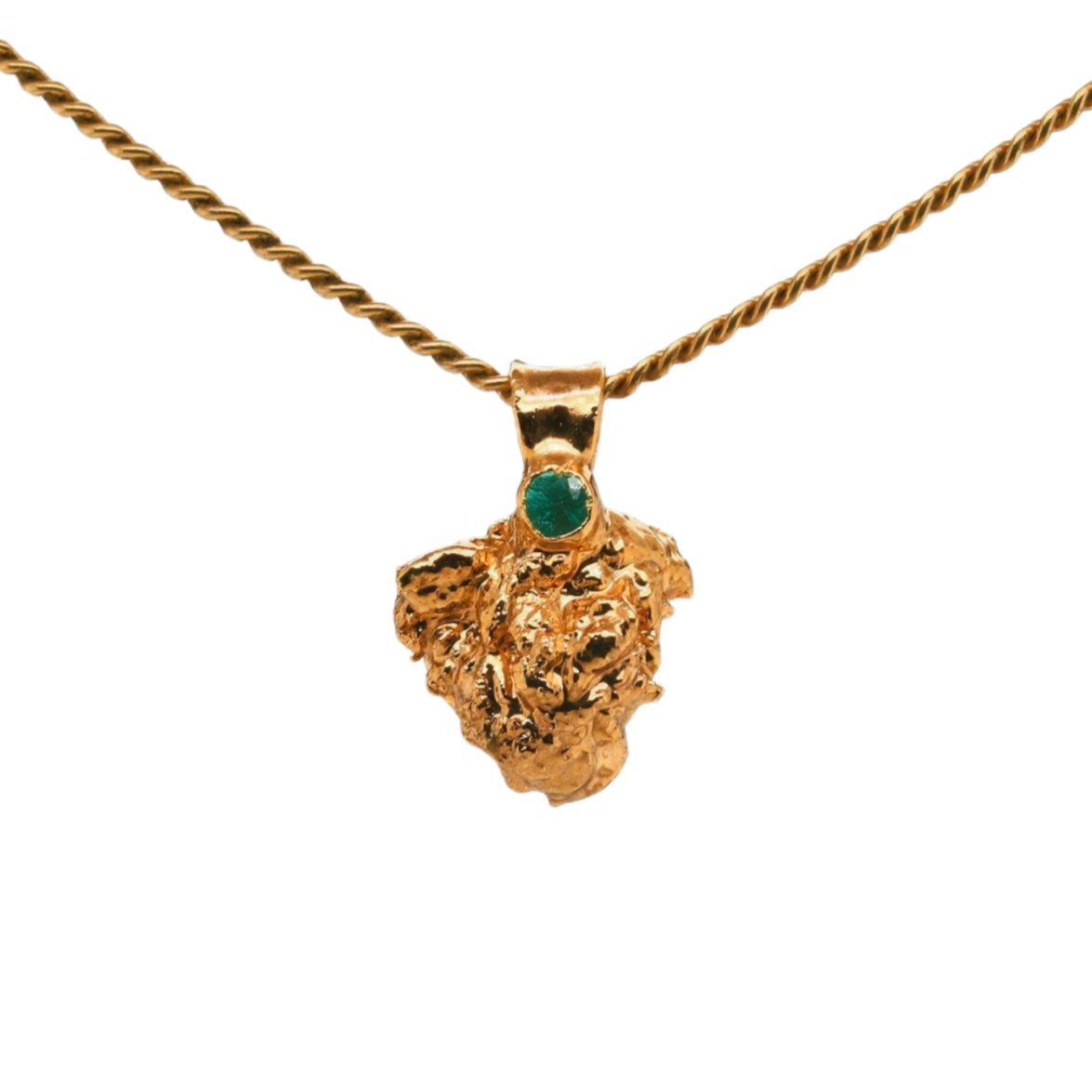 24k Gold Dipped Bud Pendant, Cannabis Art Jewelry by Ras Boss