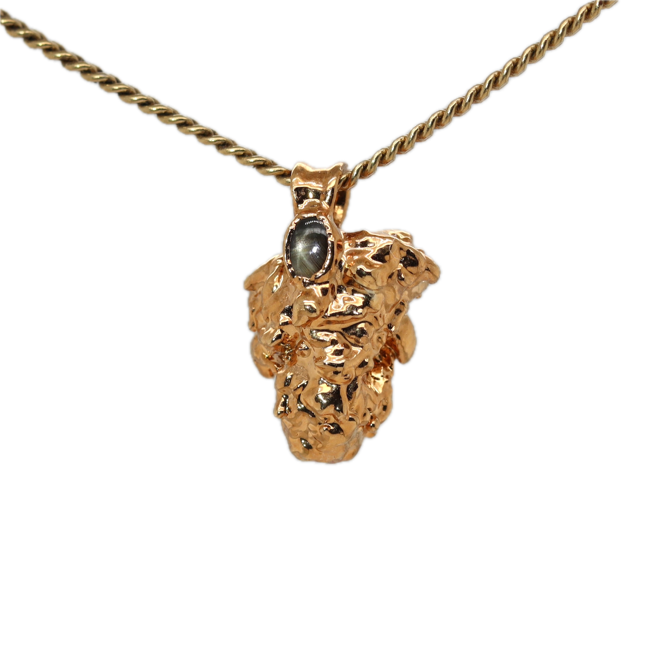 Real Gold Bud Pendant | Plum OG Strain Cannabis Jewelry with Black Star Sapphire