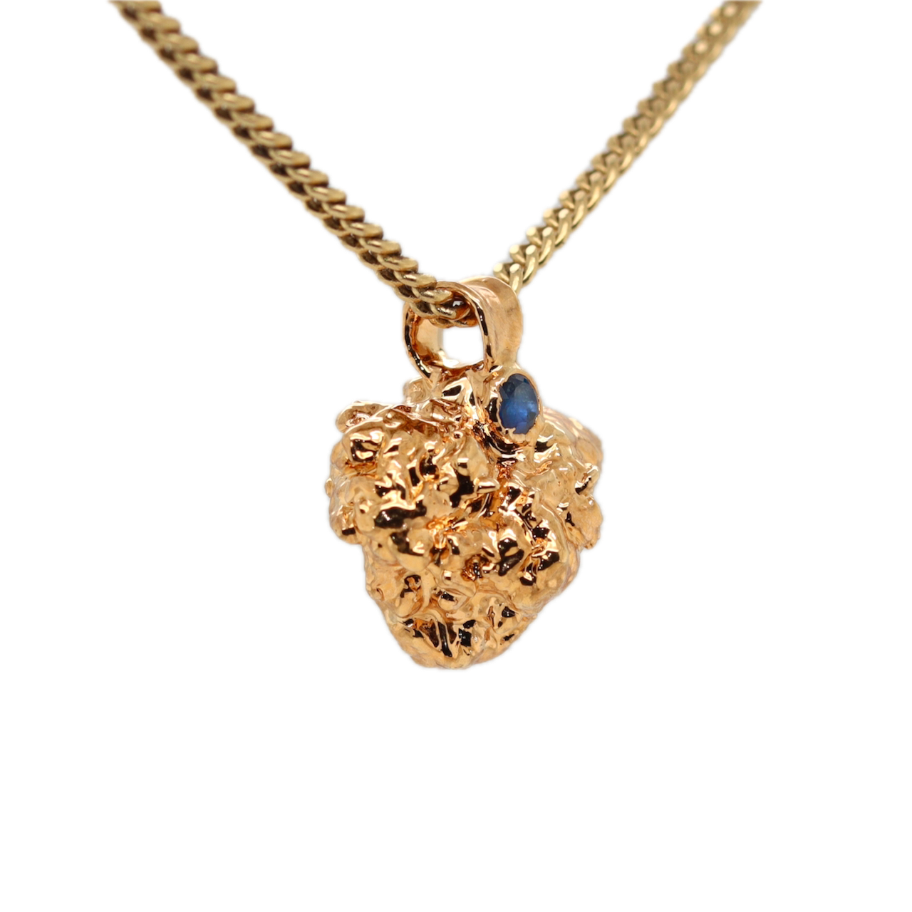 Real Gold Bud Pendant | Runtz Strain Cannabis Jewelry with Sapphire