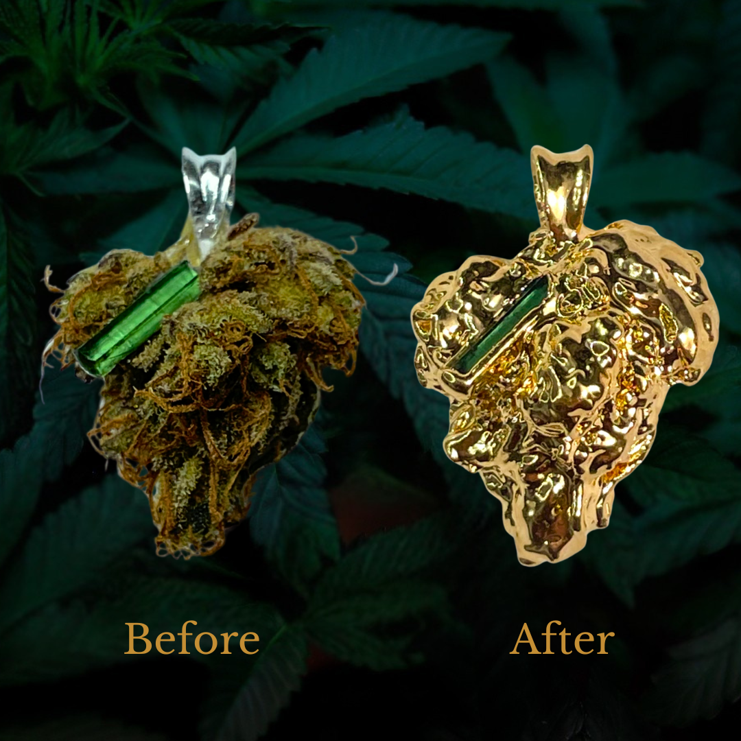 18k Afe Negus bud with Green Tourmaline