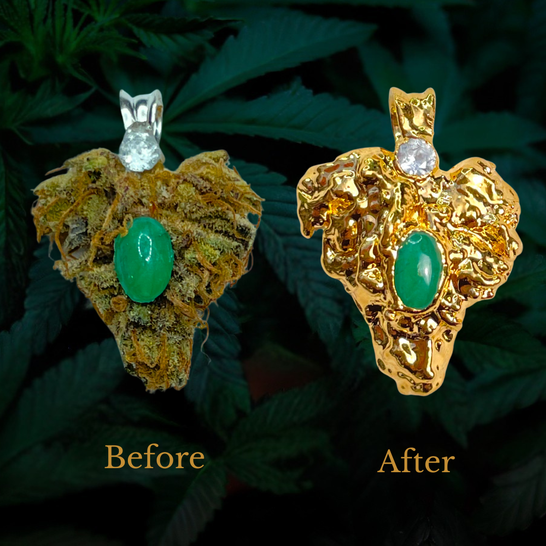 18k Runtz Bud with Emerald and White Sapphire
