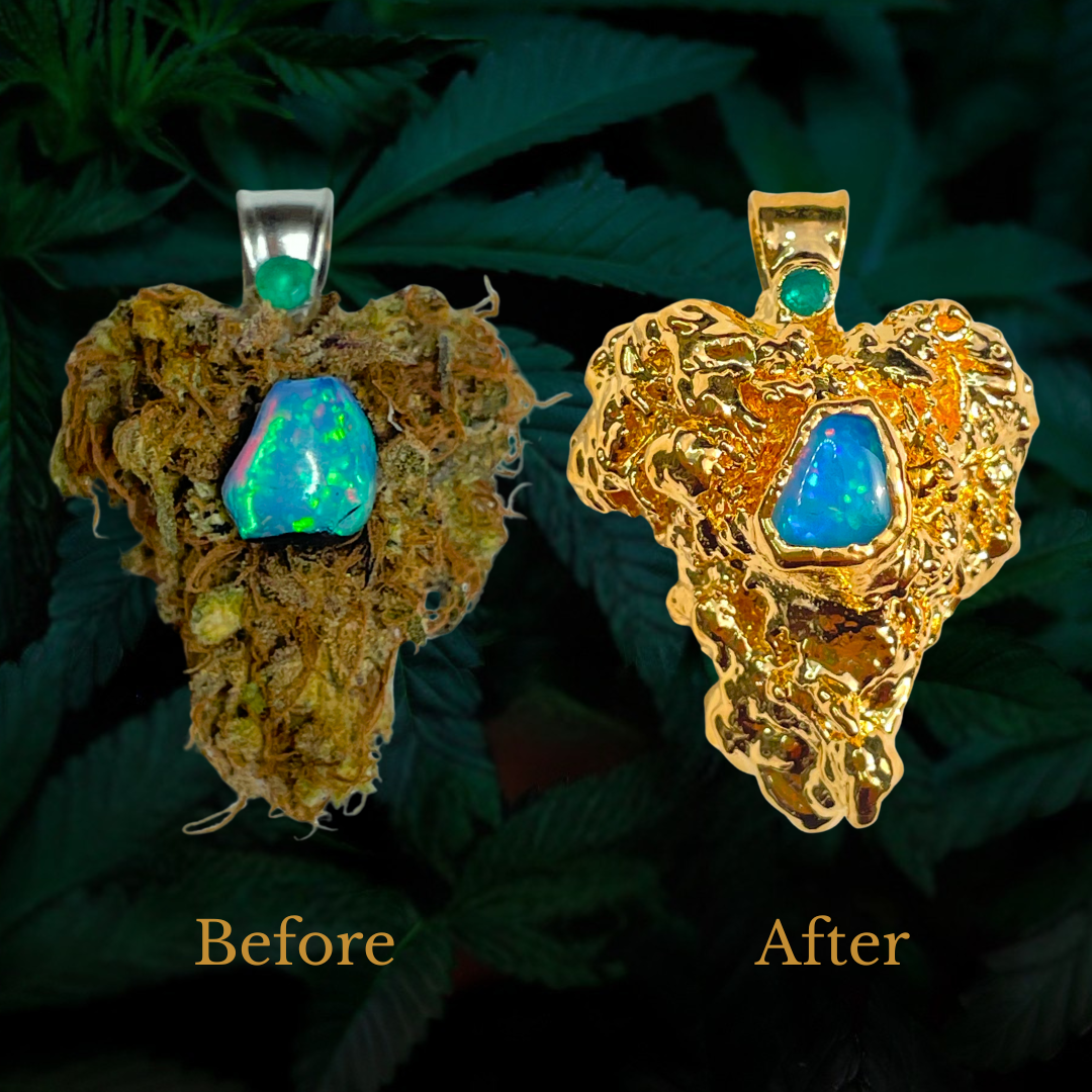 18k Gelato Bud with Ethiopian Opal and Emerald